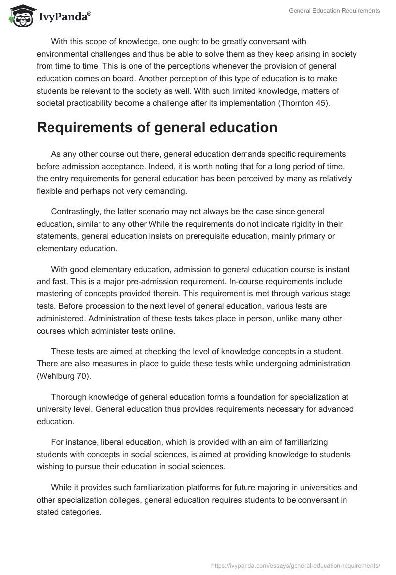 General Education Requirements 2710 Words Essay Example