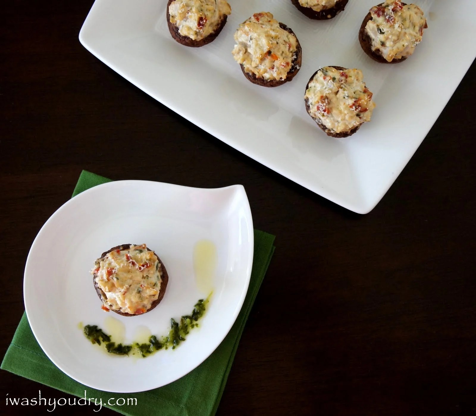 Sun Dried Tomato and Basil Stuffed Mushrooms
