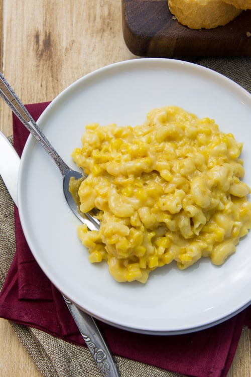 Slow Cooker Macaroni and Corn Casserole I Wash You Dry
