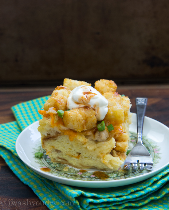 Sausage, Egg and Cheese Tater Tot Breakfast Casserole I Wash You Dry