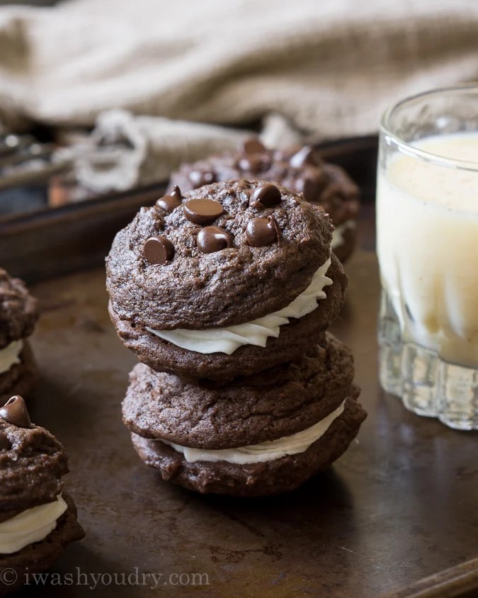 Double Chocolate Eggnog Sandwich Cookies