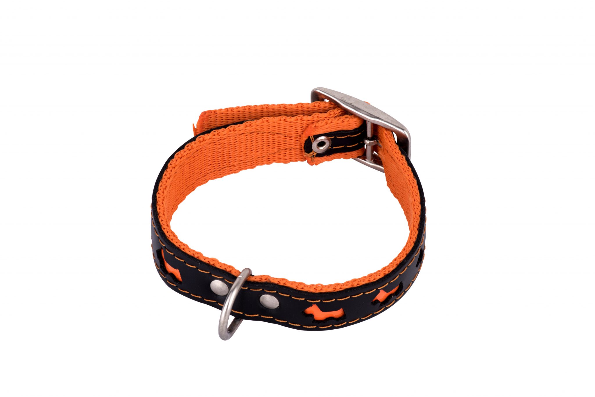 REFLEX Leather Designer Dog Collar and Lead in Orange by in