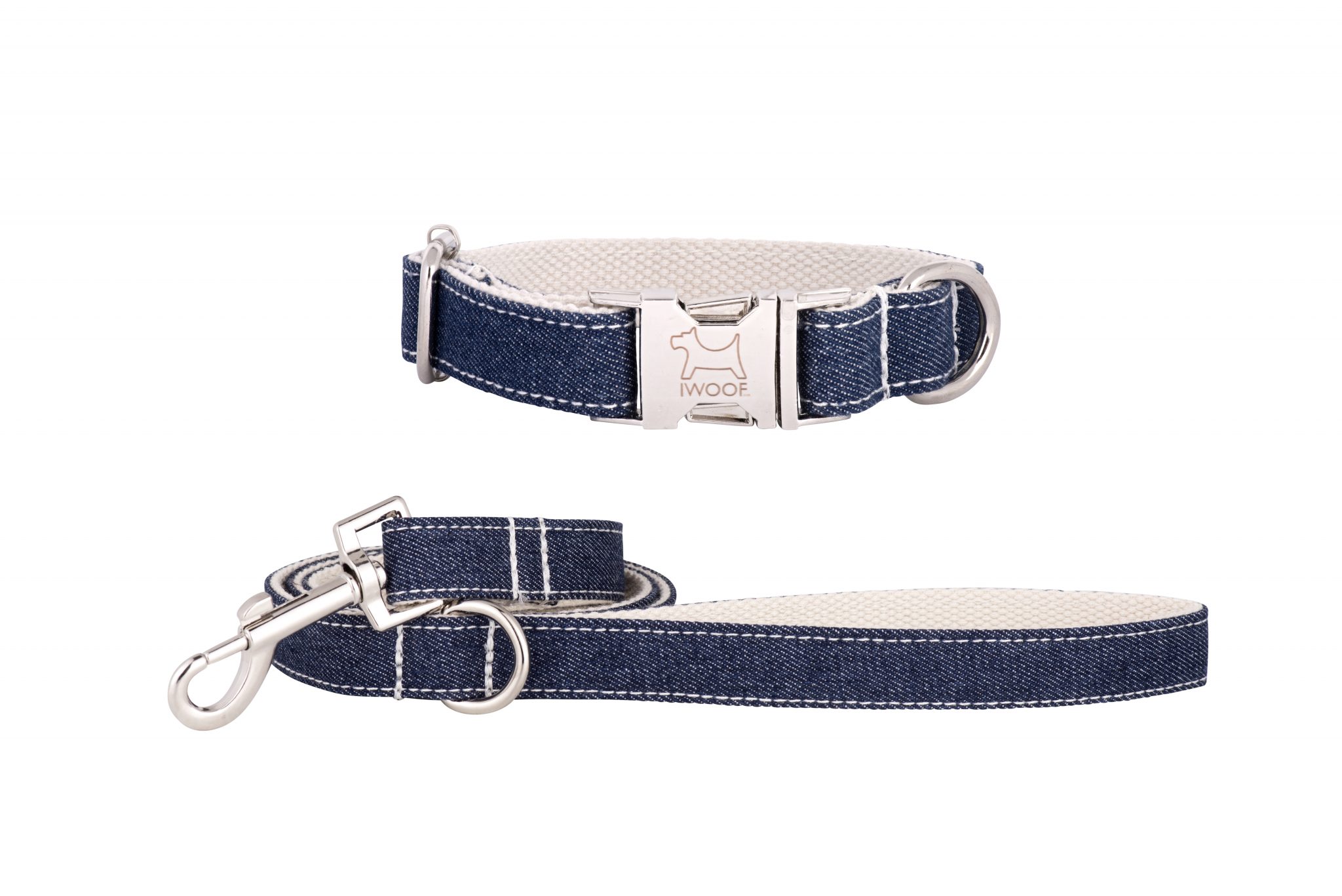 WHITE JEAN Designer Dog Collar and Lead set by