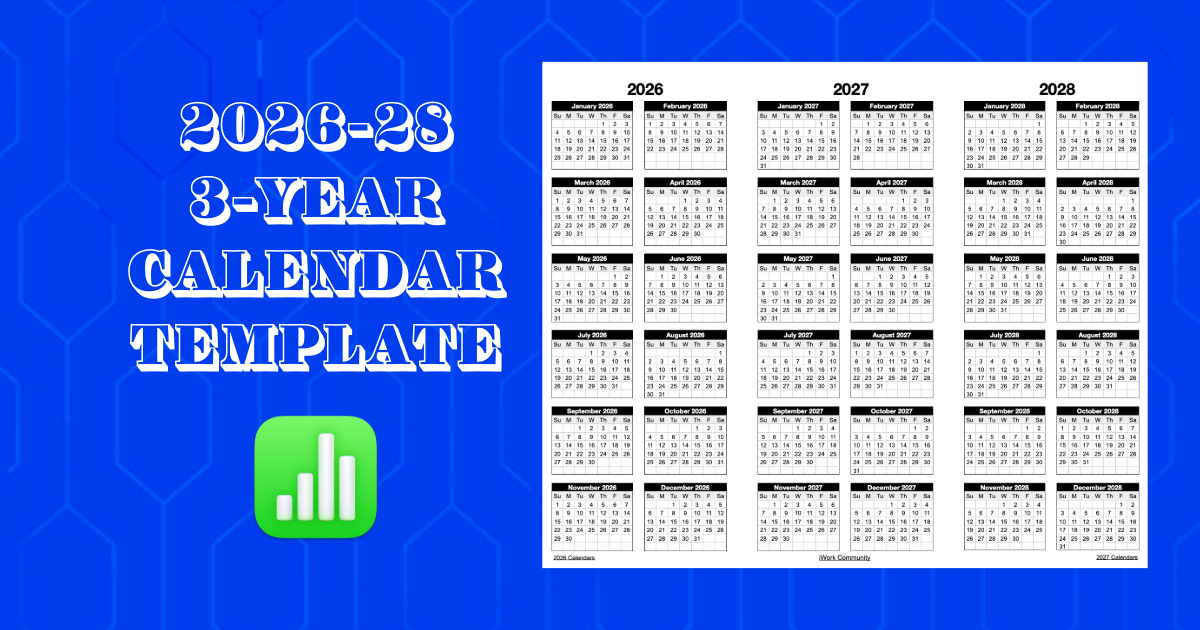 20262028 Landscape 3Year Calendar Template for Numbers • 20262028 Landscape 3Year Calendar Template for Numbers •