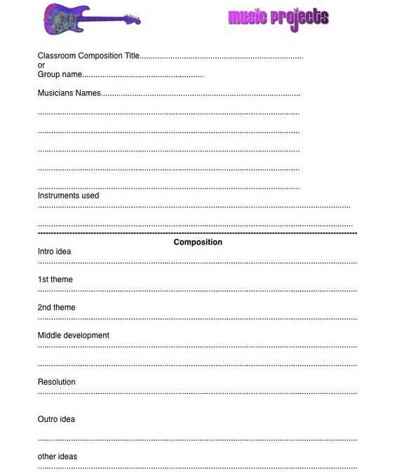 Musical Composition Worksheet •