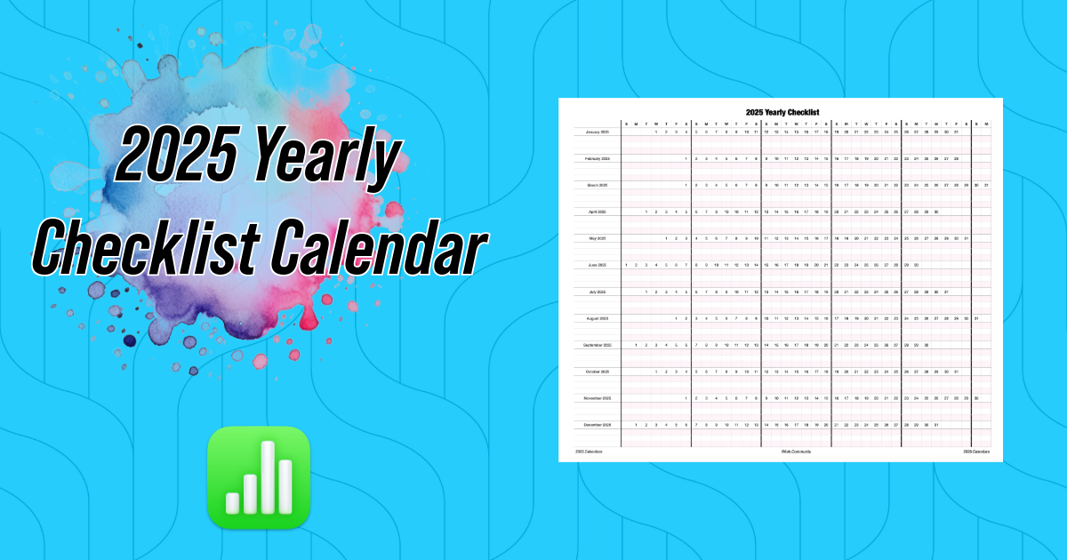 Party List For 2025 2025 Horizontal Yearly Checklist Calendar Template for Numbers