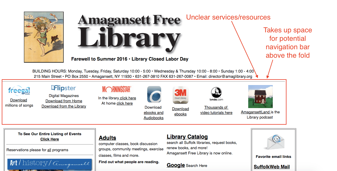 Design Critique Amagansett Free Library (Desktop & Mobile) IXDPratt