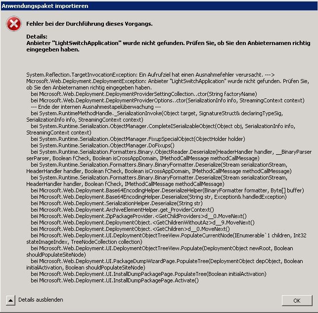 Anbieter “LightswitchApplication” wurde nicht gefunden. ixdb my