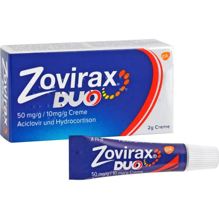 ZOVIRAX Duo 50 mg/g / 10 mg/g Creme 2 g Lippenherpes Mund