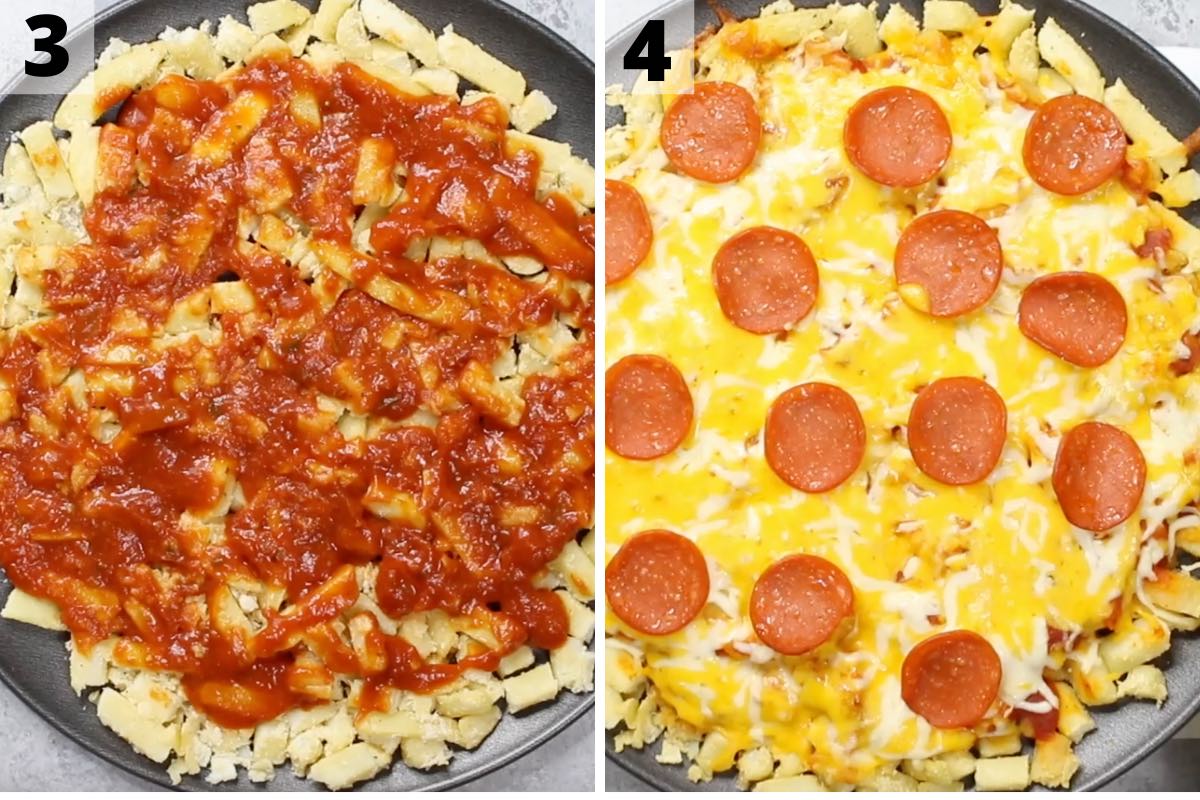 Pepperoni Pizza Fries (Loaded French Fry Pizza Recipe) IzzyCooking