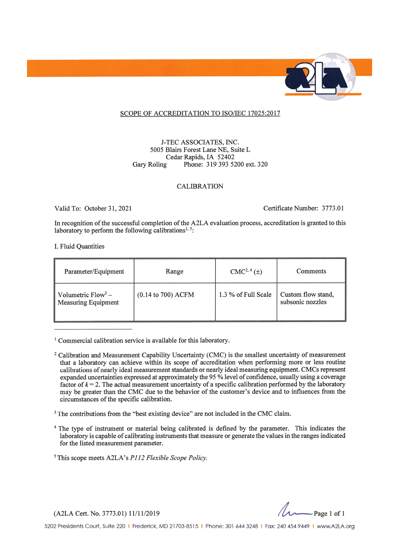 J-TEC A2LA Accreditation Updated | J-TEC Associates