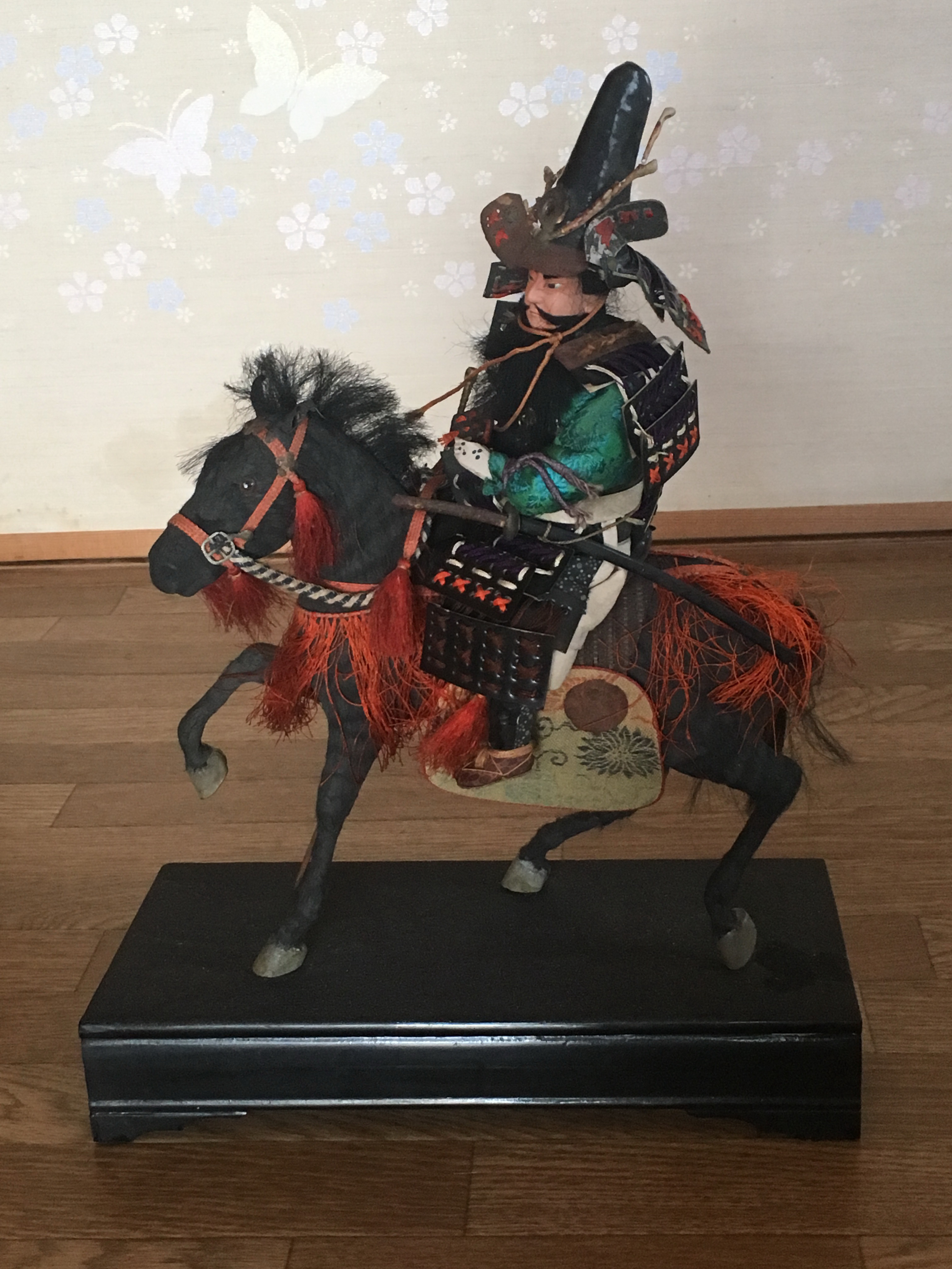 32cm Japanese Antique SAMURAI Armor YOROI Doll MUSHA NINGYO with Horse