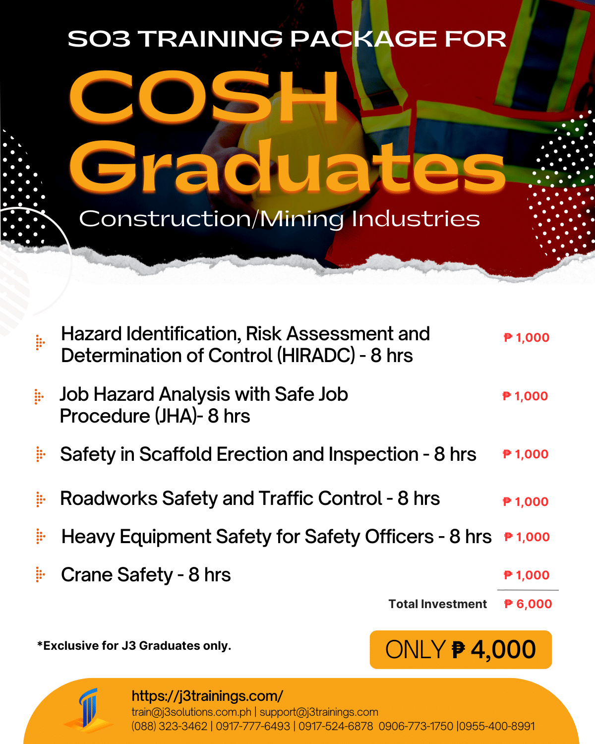 Safety Officer3 Training Package for COSH Graduates J3 Trainers