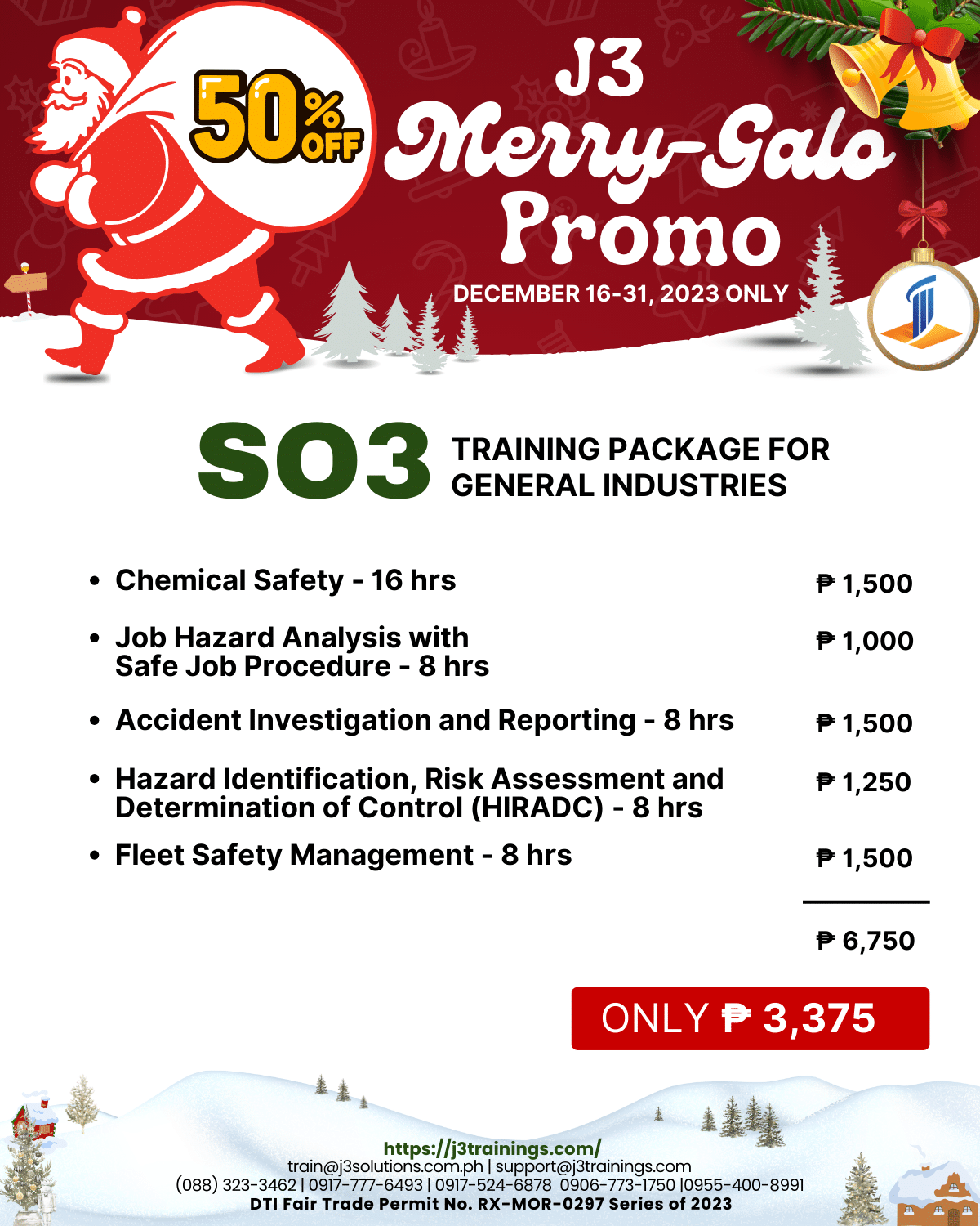 Safety Officer3 Training Package for BOSH Graduates J3 Trainers