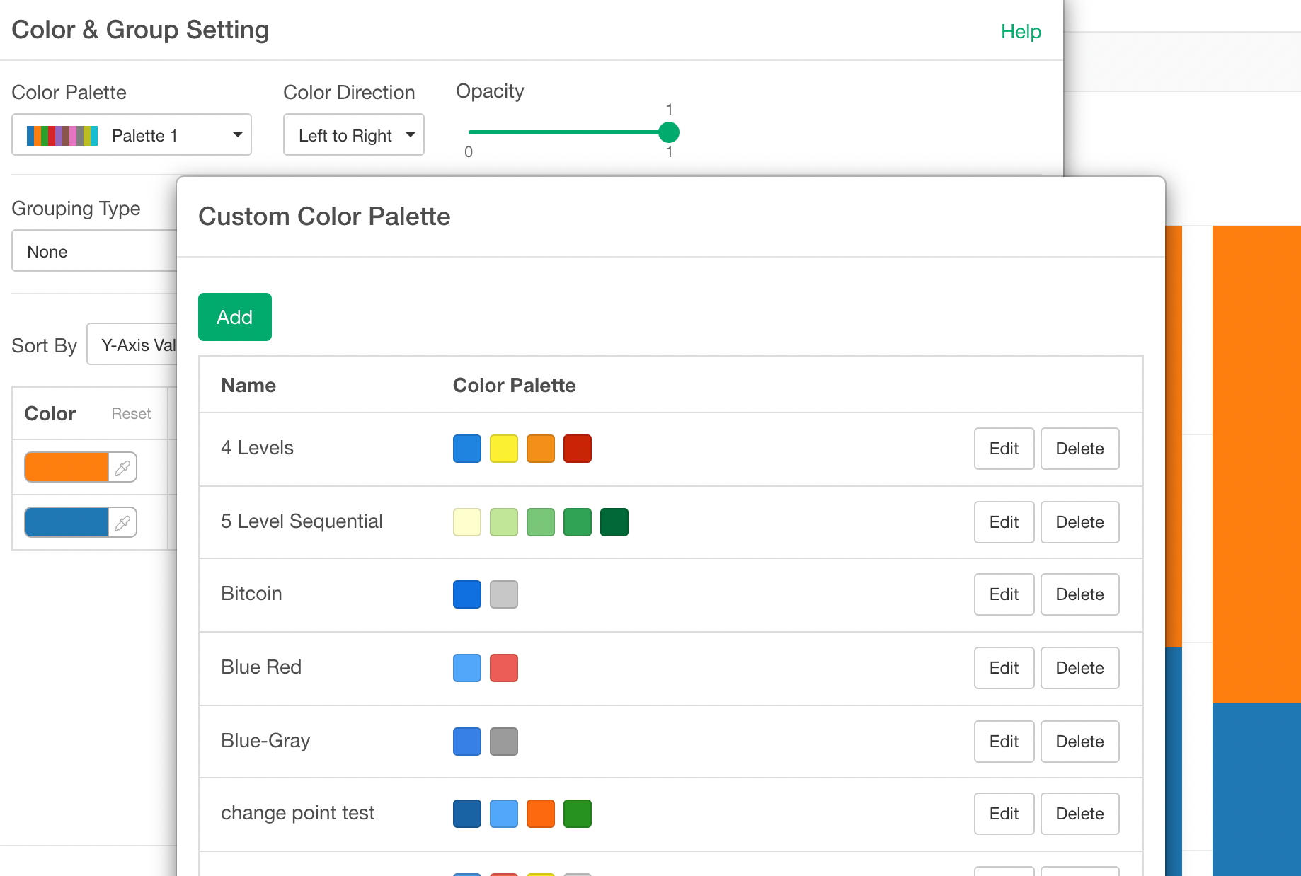 Setup your color palette by giving it a name and selecting colors.