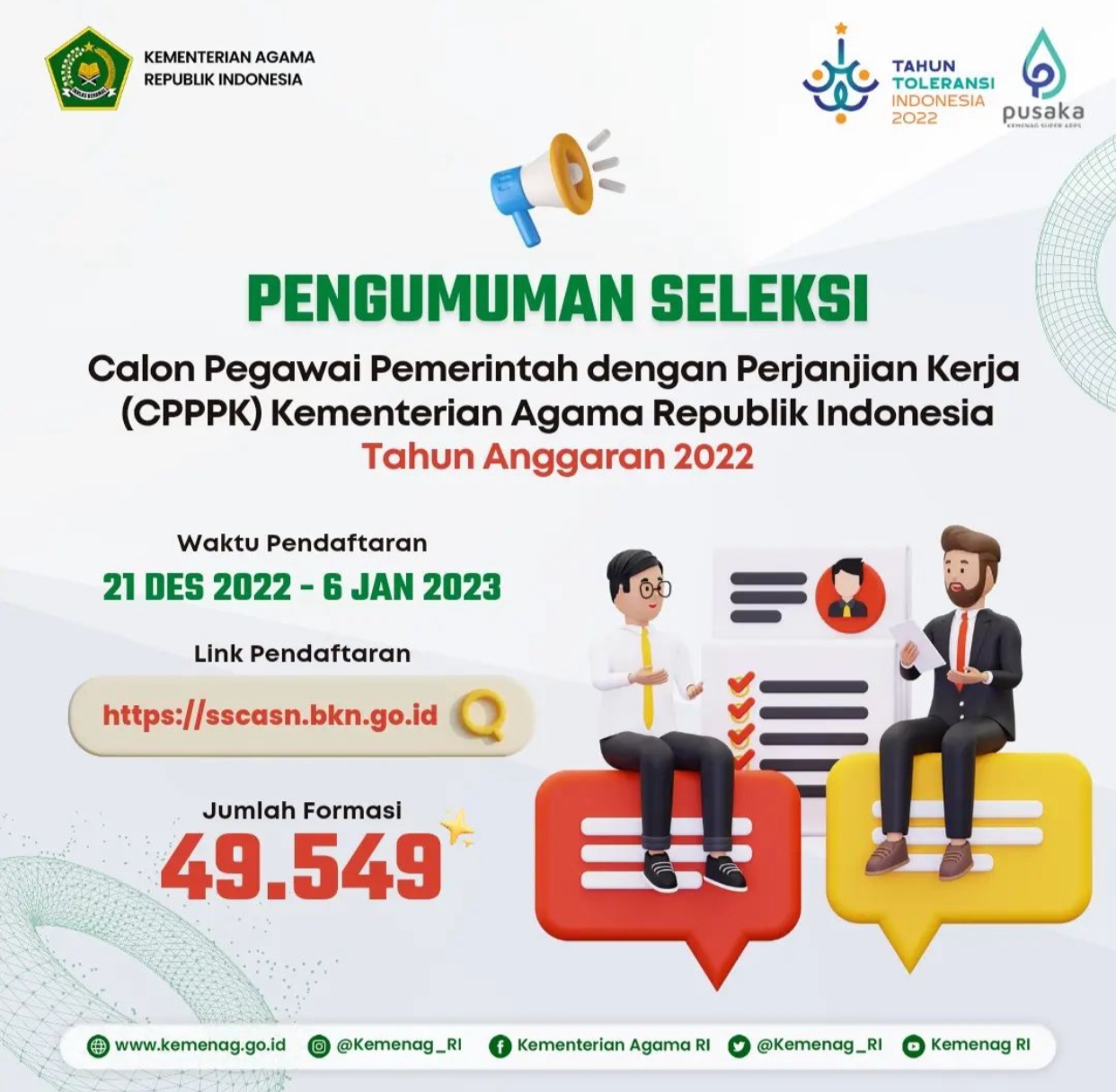 Tata cara Pendaftara P3K Kementrian Agama SSCASN BKN dan Jadwal Seleksi