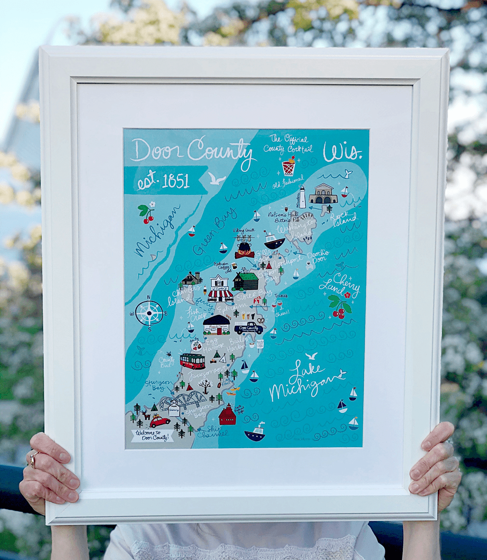 Door County Map Art Print Jack & Joie