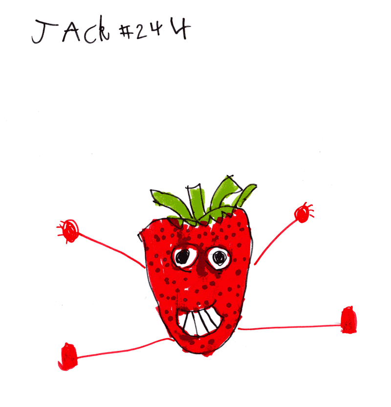 Dancing Strawberry (doing the splits) for Chris & Kerryann Jack Draws