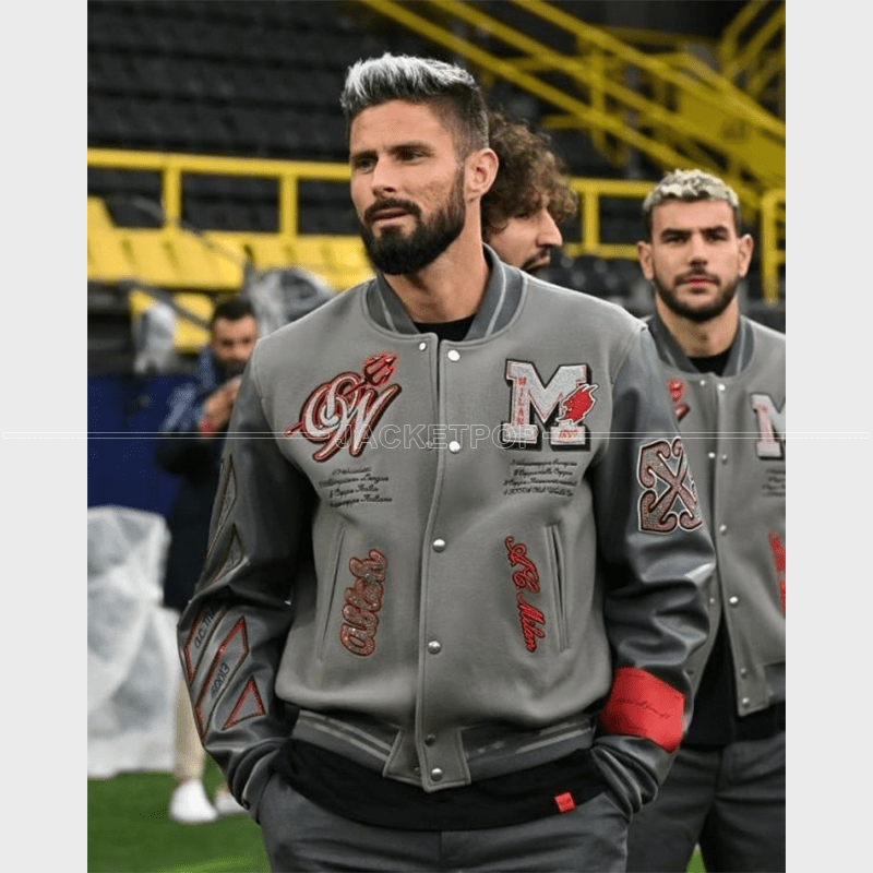 Ac Milan Varsity Jacket Off White X Ac Milan Grey Varsity Jacket