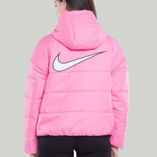 Pink Nike Puffer Jacket Trendy Outerwear For Women