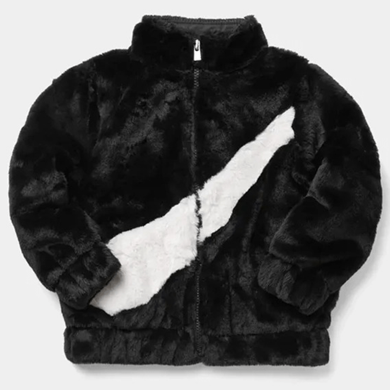 Nike Fur Jacket Nike Faux Fur Oversized Swoosh Jacket