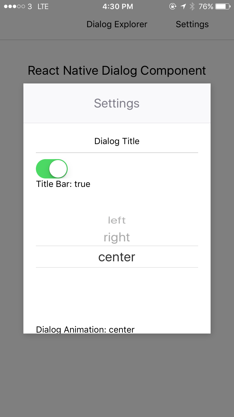React Native Dialog Component