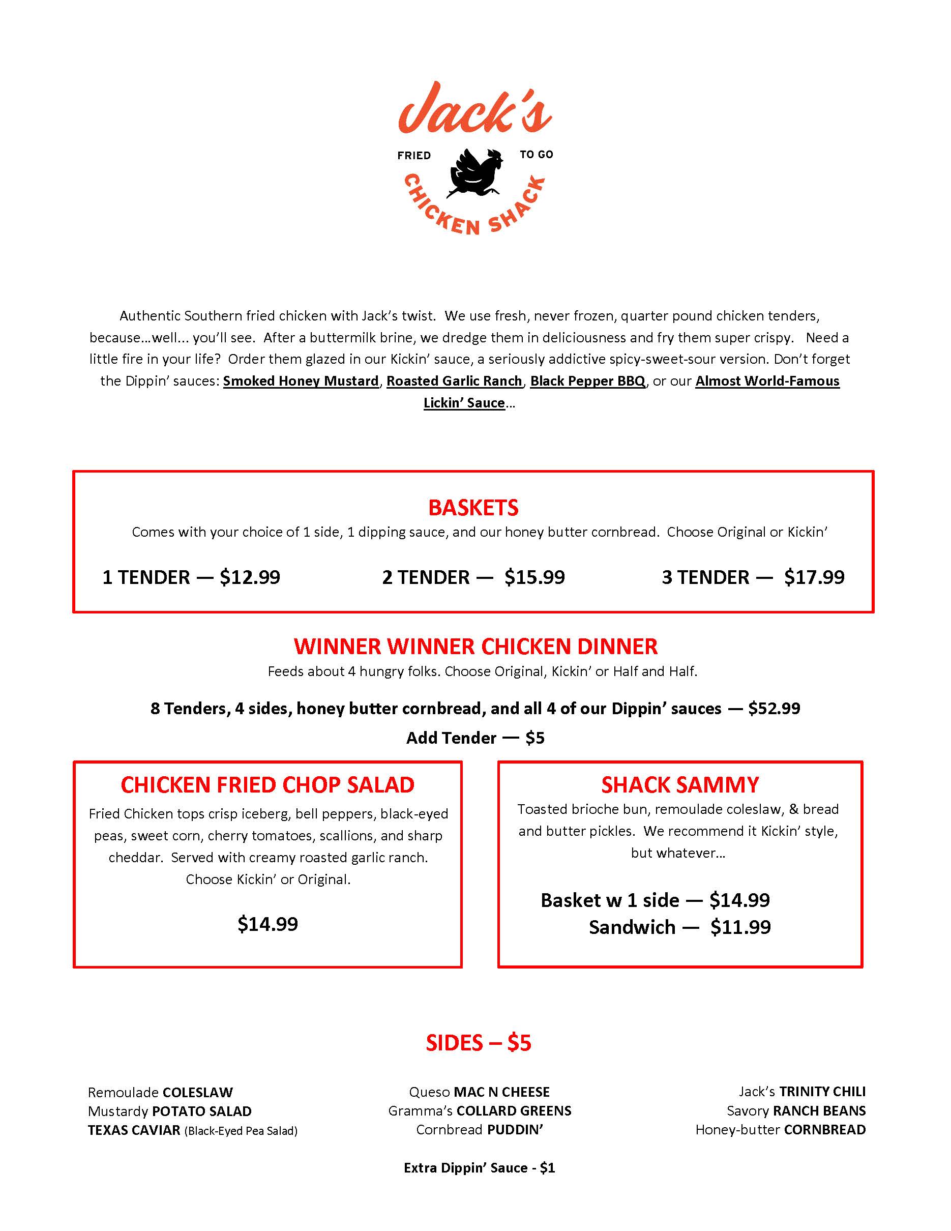 Jacks Chicken Shack Delivery Menu Order Online 228 9th Ave