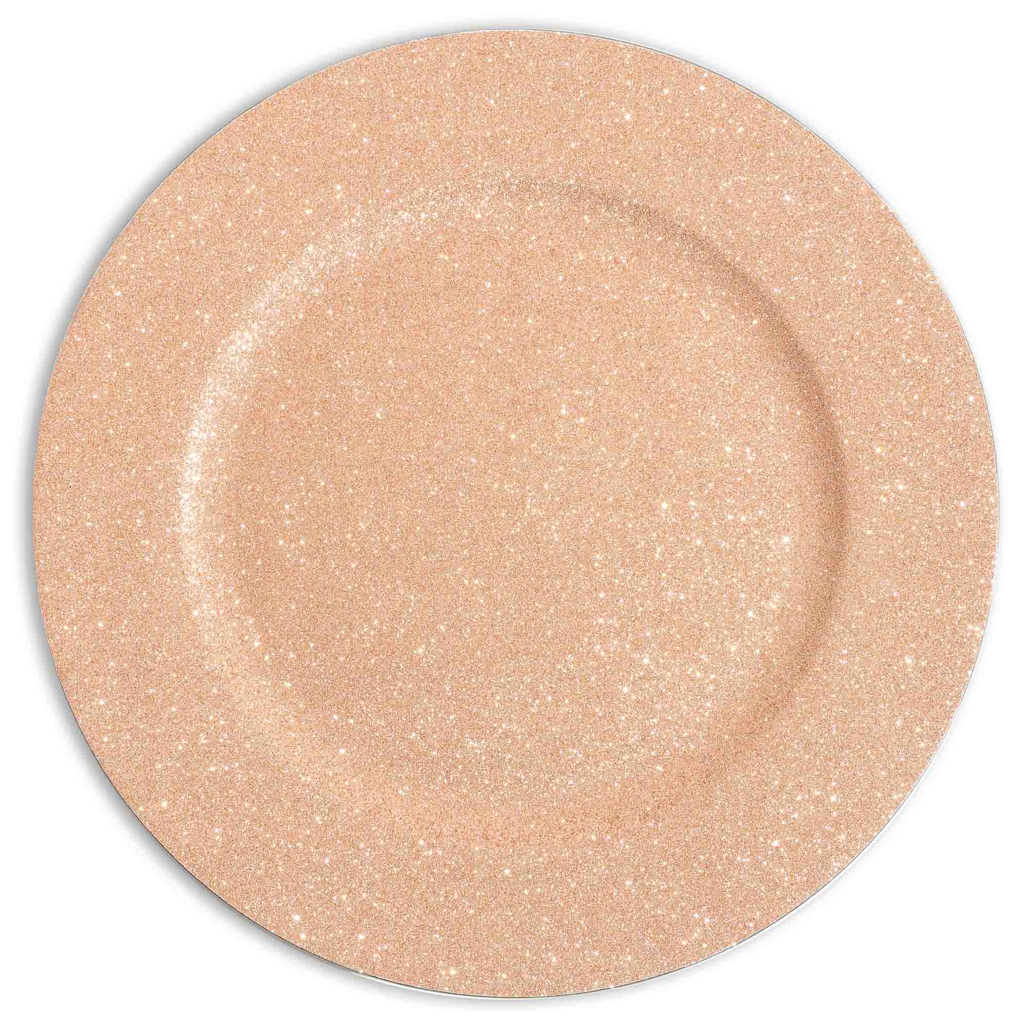 6 Pack 13" Rose Gold Glitter Plastic Charger Plates Jacks Dollar
