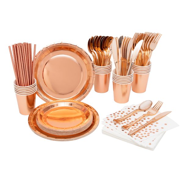 100 PackPremium Heavyweight Paper Dinner Set Rose Gold Jacks Dollar