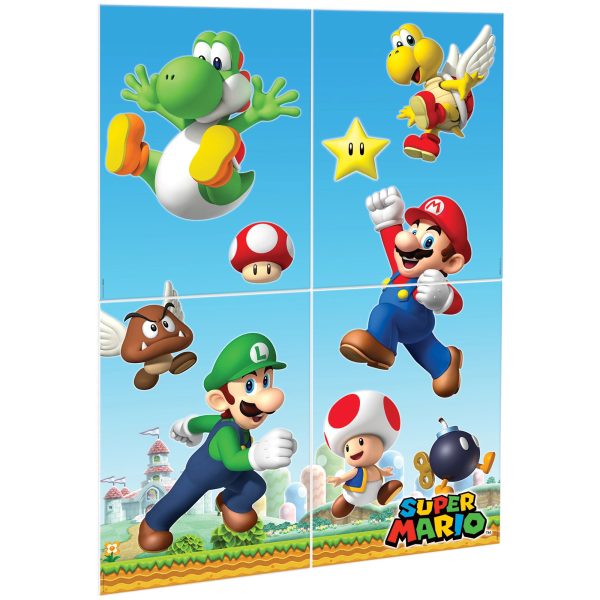 Super Mario Brothers Scene Setters Wall Decorating Kit 4pc/set Jacks