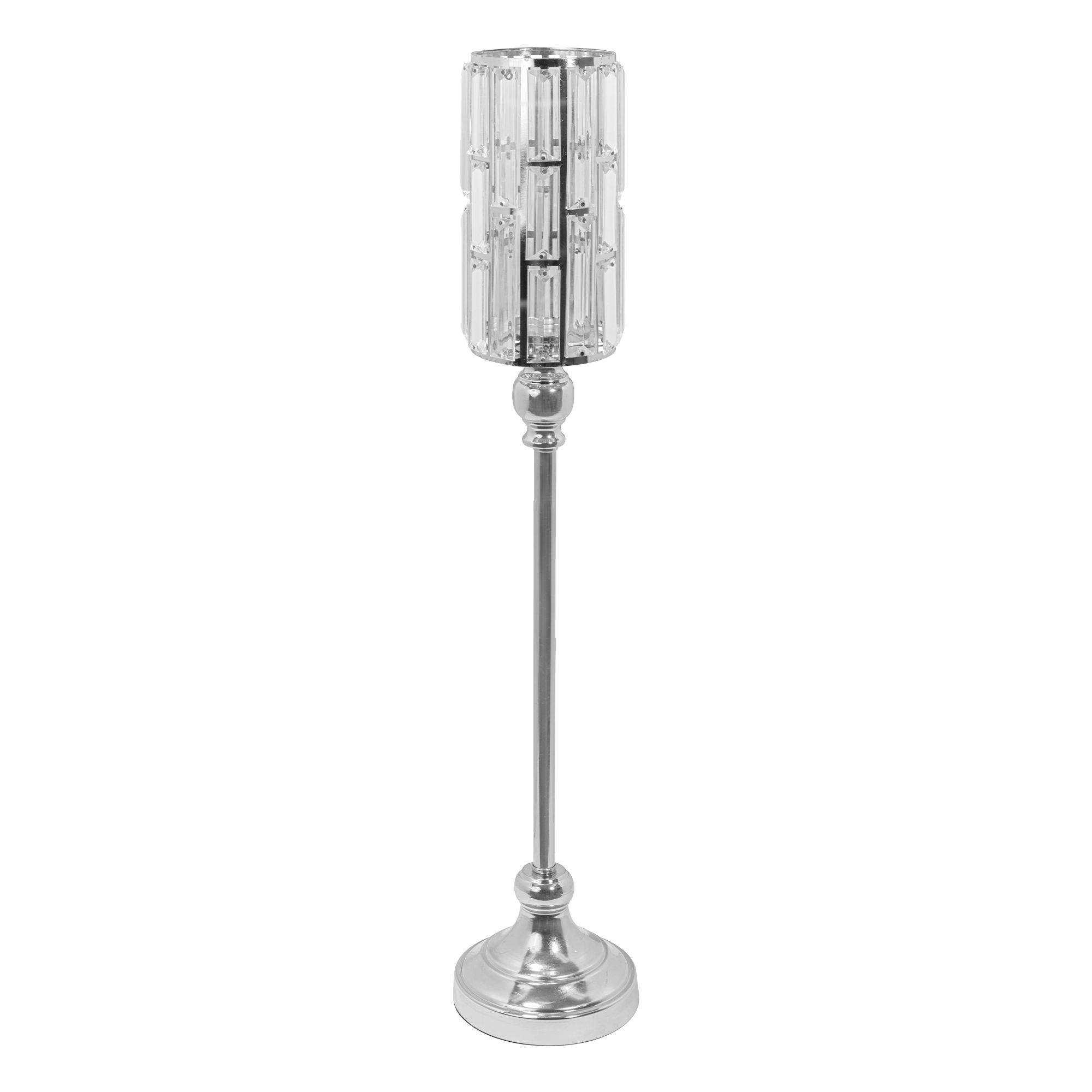 Metal Cylinder Candle Holder With Crystal 28" Jacks Dollar