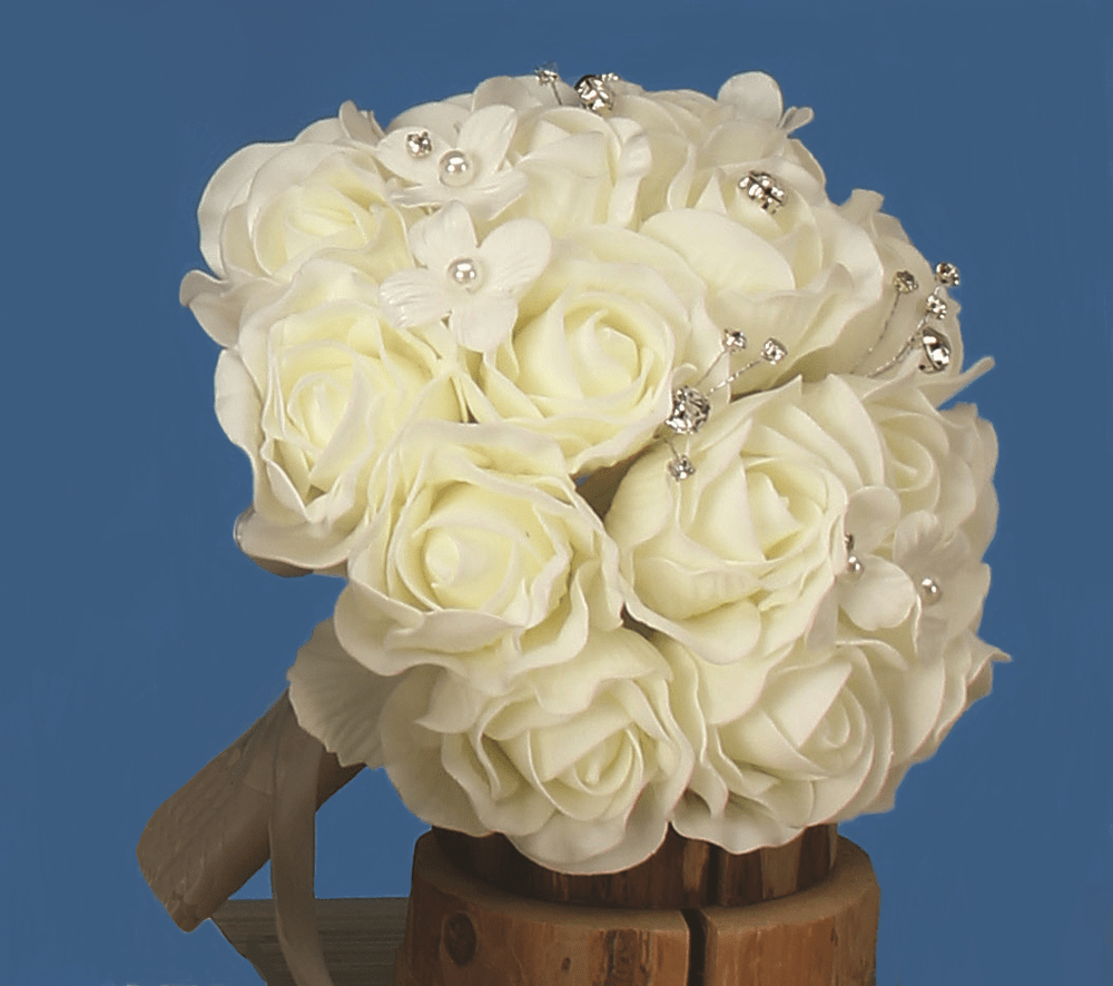 9" Foam Roses Bouquet with Rhinestones, 18 Roses Jacks Dollar