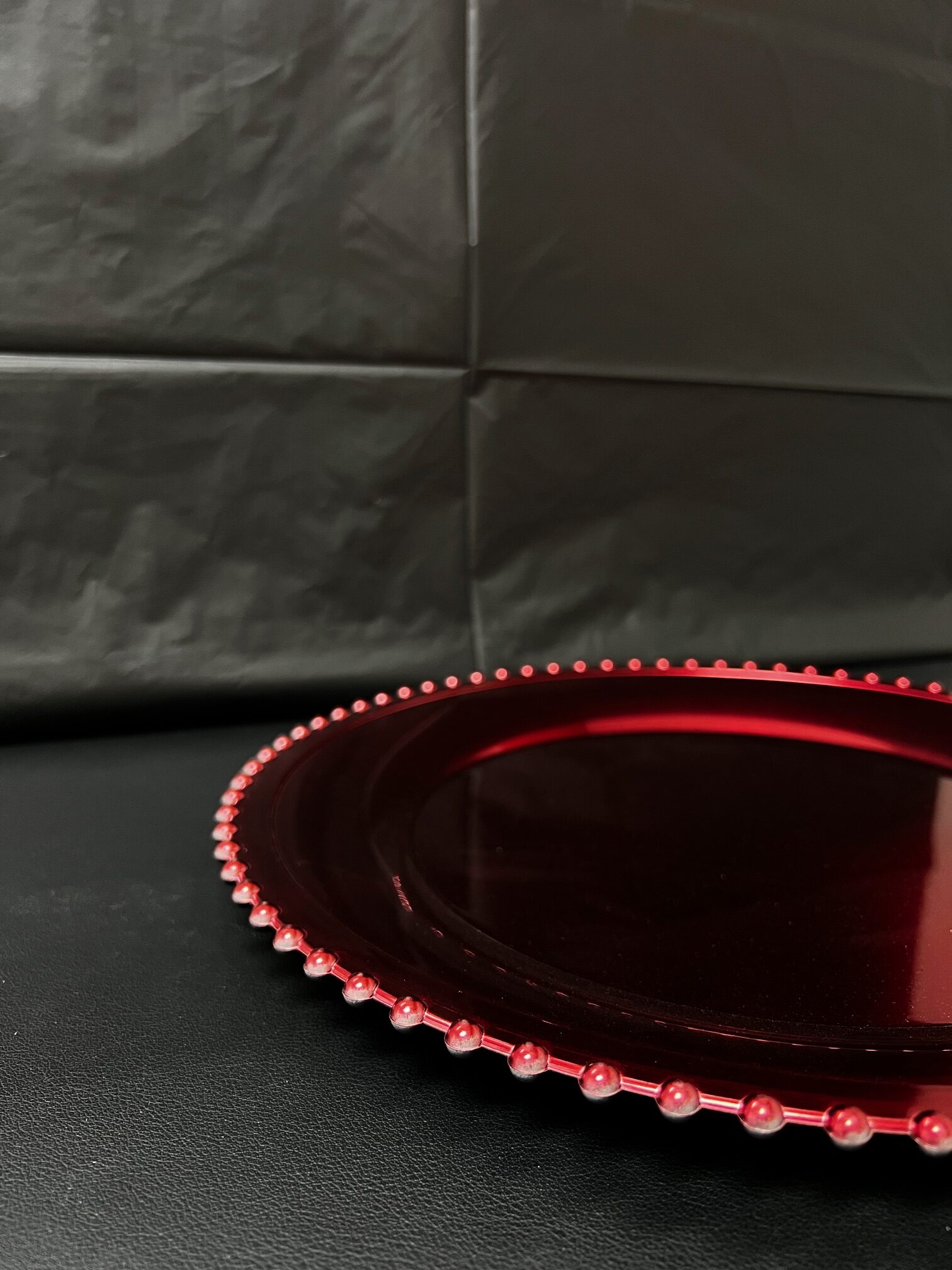 6 Pack13" Shine Red Beaded Charger Plate Jacks Dollar