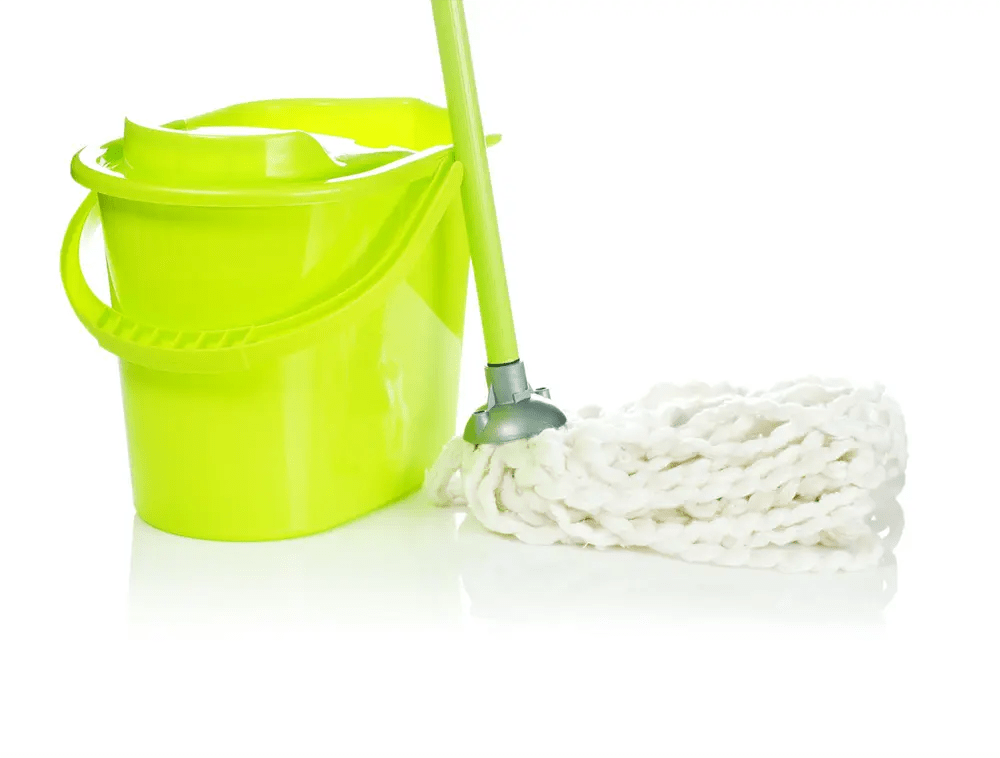 What is the Correct Way to Handle a Bucket of Dirty Mop Water?