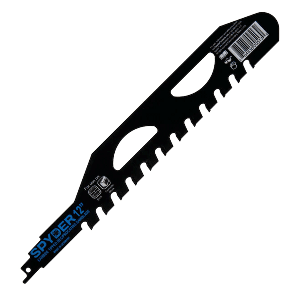 Spyder 200210 12in Reciprocating TCT Brick Masonry Saw Blade, Black