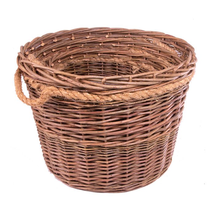 Green Willow Rope Handled Log Basket Jack Straws Baskets