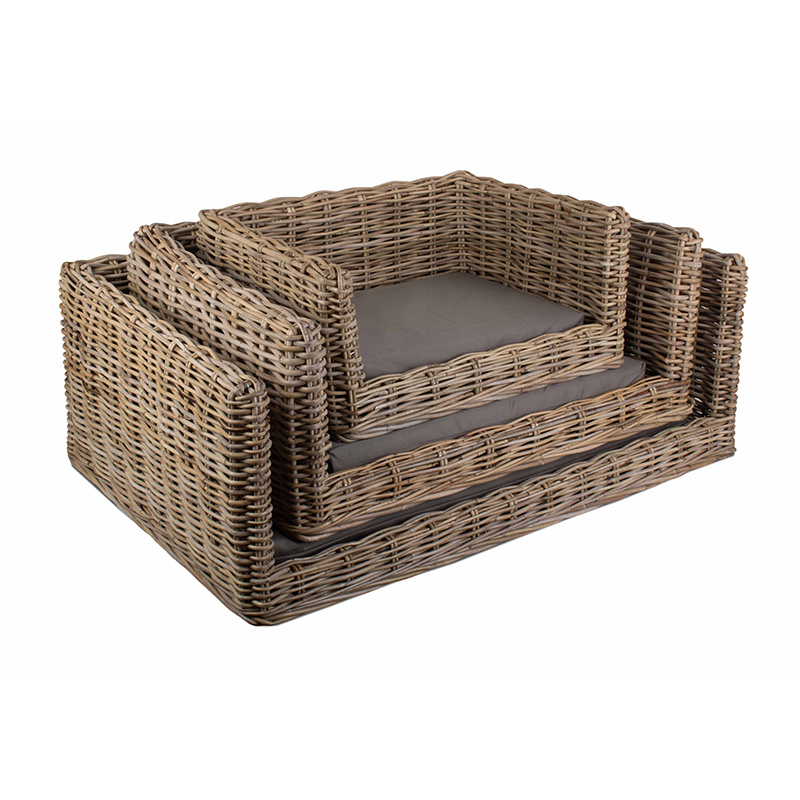 Rattan Dog Sofa with Cushion Jack Straws Baskets