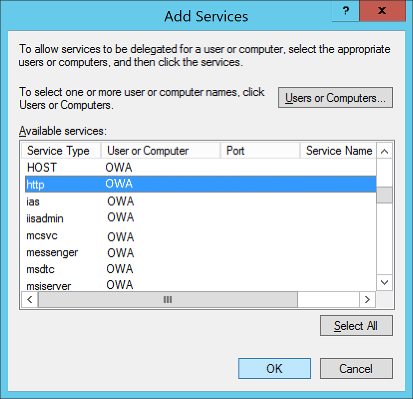 Active Directory Users and Computers Computers OWA Properties