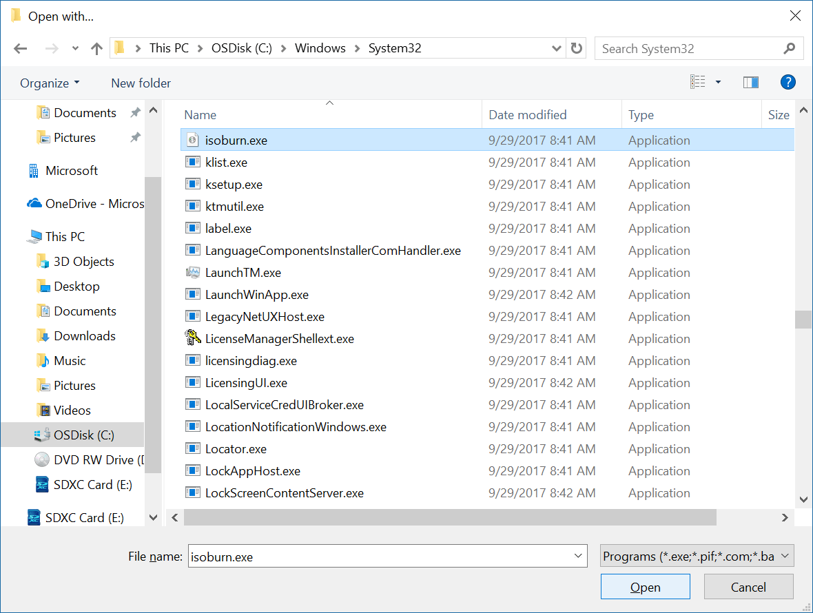 Windows 10 Right click iso Open With Choose another app Look for another app on this PC