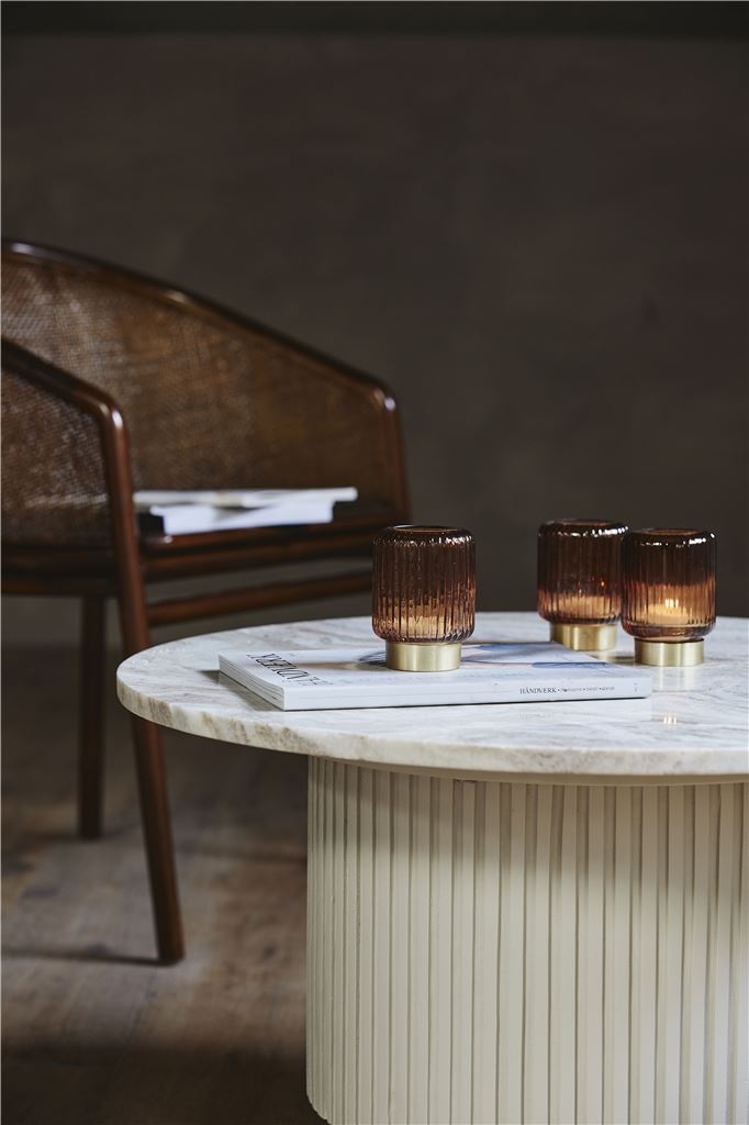 Nordal Erie Round Coffee Table Ø75 cm White Marble Top