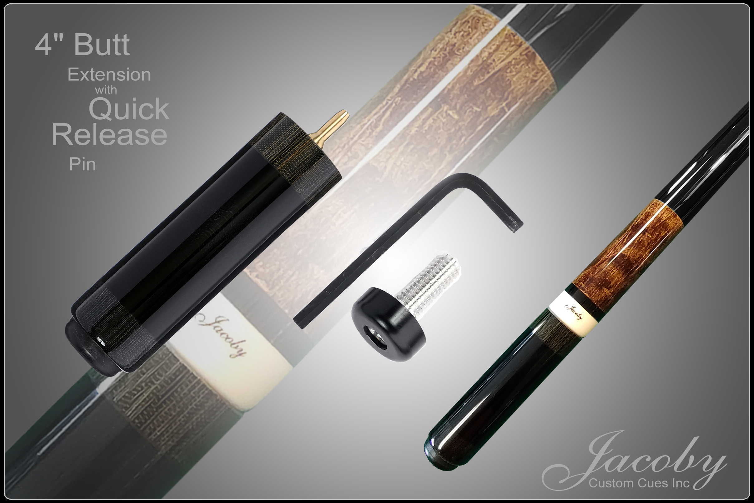 Jacoby Custom Cues 4 Inch Butt Extension with T&K Quick Release Pin