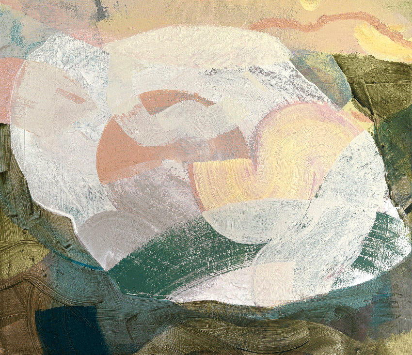 Cloudbusting- Higher, 2024, acrylic & oil stick on canvas, 60 x 70cm