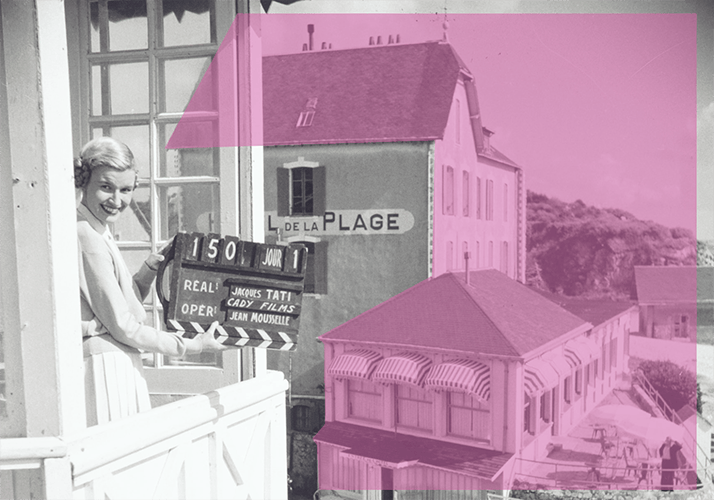Carte postale inspirée par Les vacances de Monsieur Hulot de Jacques Tati © TatiTrafic 2020