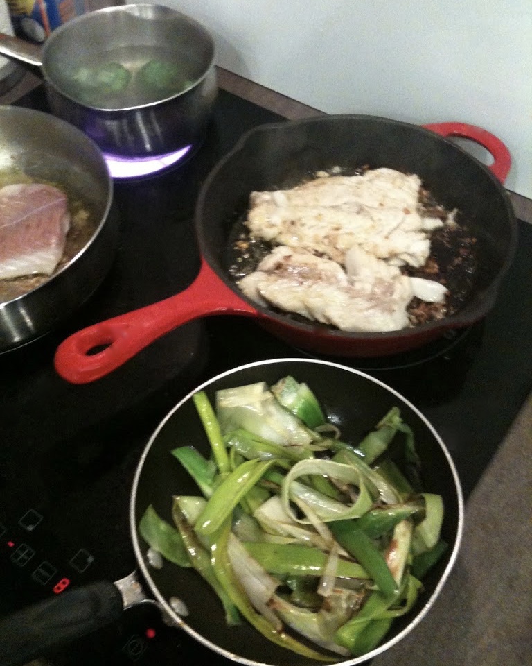 Simple fish recipes Coley with Leeks and Broccoli Potato Cakes