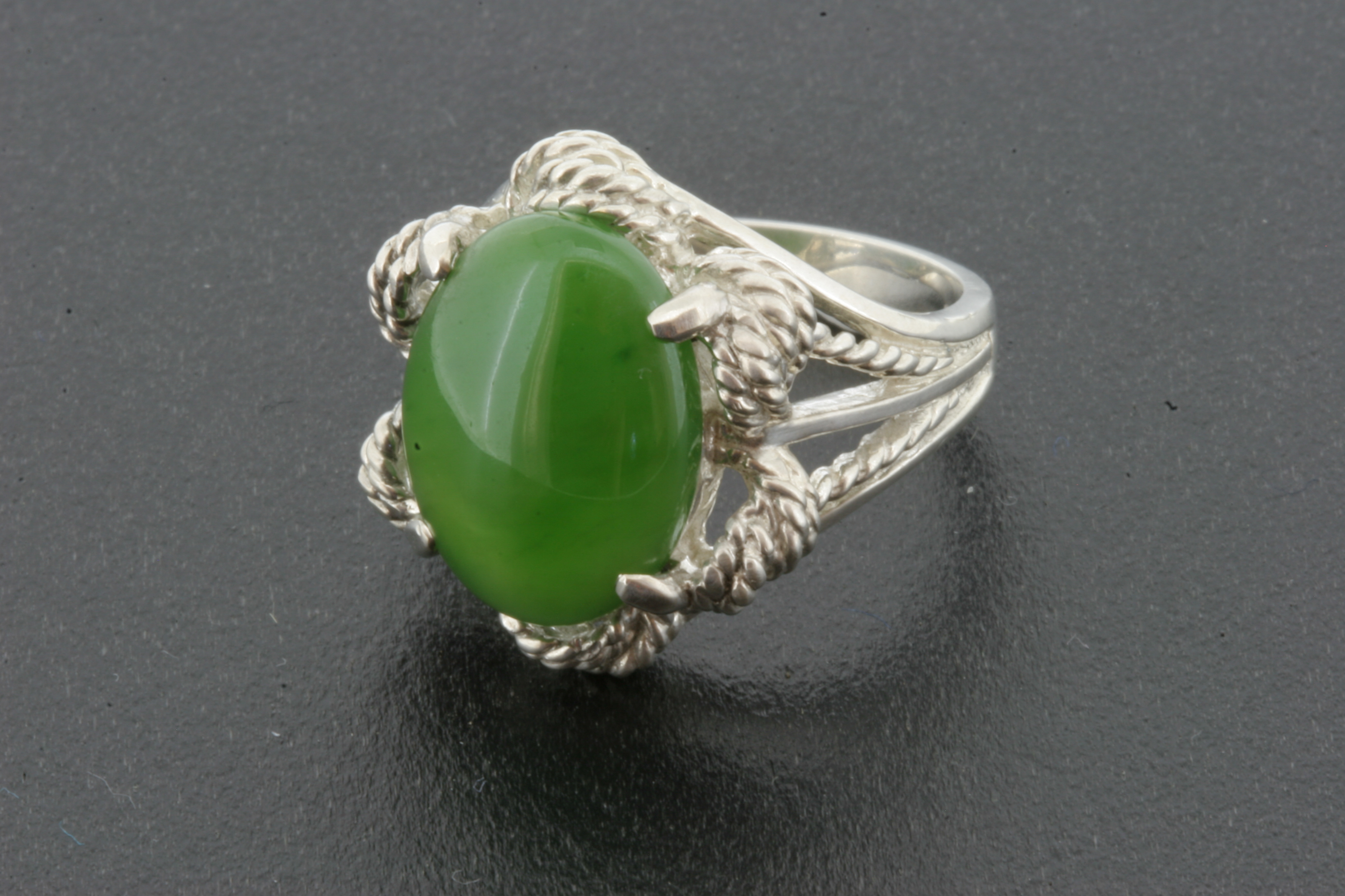 Jade Ring in Sterling Silver, 177 Jade Carver