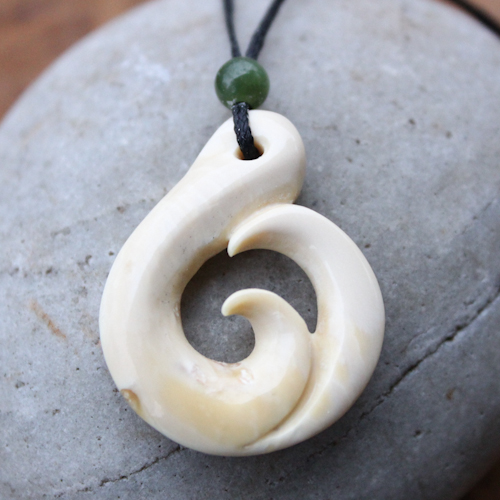Fossil Mammoth Ivory Maori Design Necklace Jade World