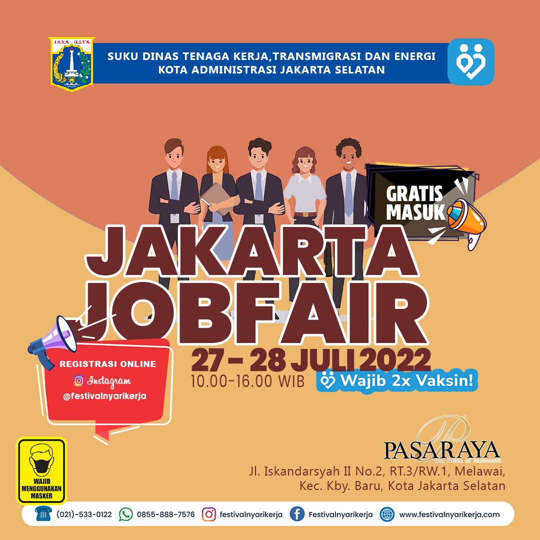 JOBFAIR 2022 SUDINAKERTRANS JAKARTA SELATAN Jadwal Event, Info Pameran, Acara & Promo Terbaru