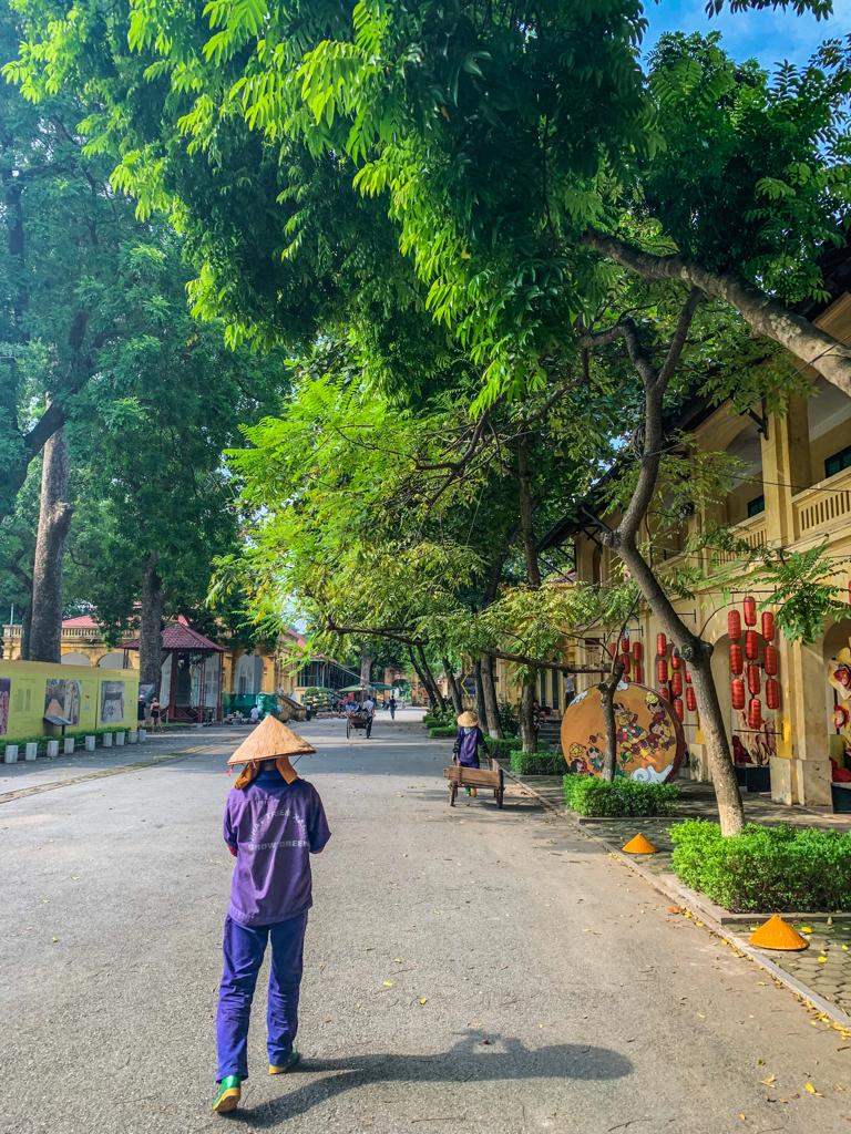 budget travel itinerary - a walking pathway along preserved structures and buildings at Thang Long Imperial Citadel