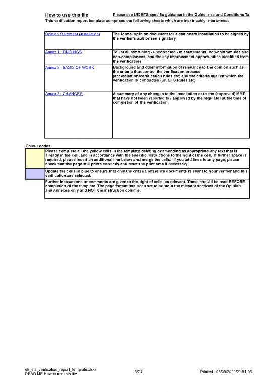 Excel Sample Sheet 33194 Uk Ets Verification Report Template