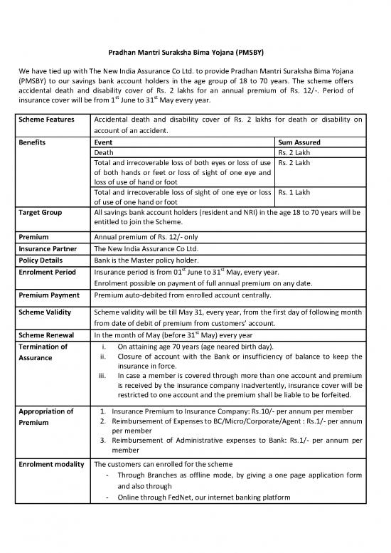 Pmsby Scheme Details Pdf 44334 Pmsby Faq